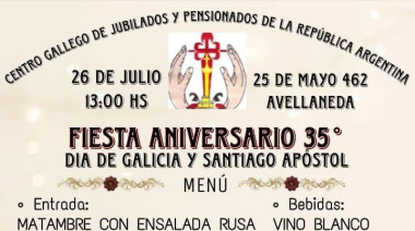 El Centro Gallego de Jubilados y Pensionistas de la República Argentina festeja su 35 aniversario